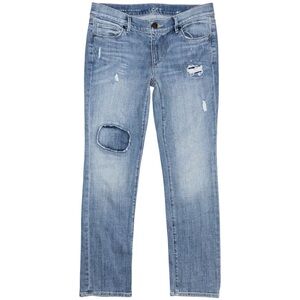 LOFT Modern Straight Jeans Women’s 28 / 6 Petite Light Wash Distressed Low Rise